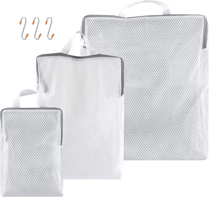 3Pcs Hanging Laundry Bags with S Hooks, 3 Different Size, Mesh Laundry Bags - Image 8