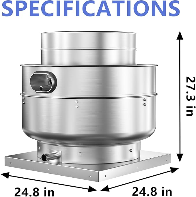 Roof Ventilator Restaurant Hood Grease Rated Exhaust Fan Direct Drive Centrifugal Upblast Exhaust Fan 1.5HP 5000 CFM 110 Volt Single Phase Motor