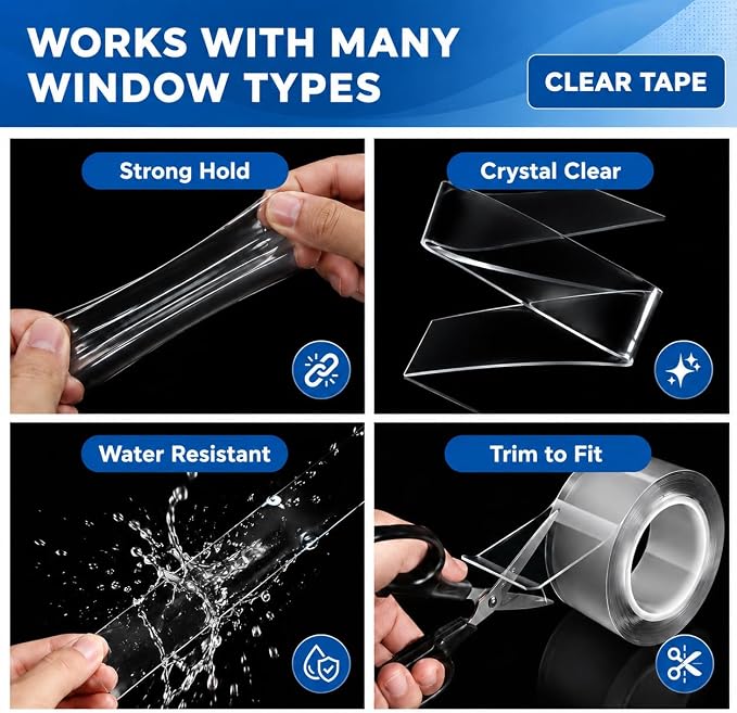 Window Sealing Tape, 3 Inch x 165 FT Clear Weather Stripping Tape - Image 8