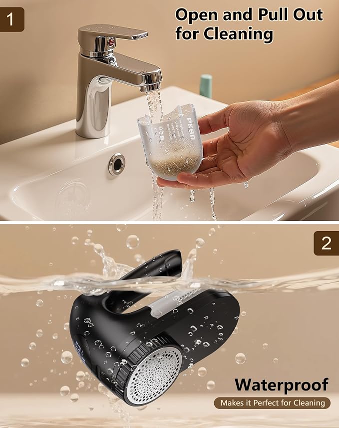 PKBD IPX6 Waterproof Washable Electric Fabric Shaver and Lint Remover, - Image 7