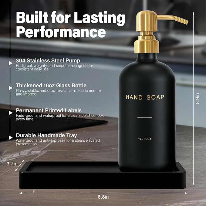 Prus Waso Black Soap Dispenser for Kitchen Sink - Image 2