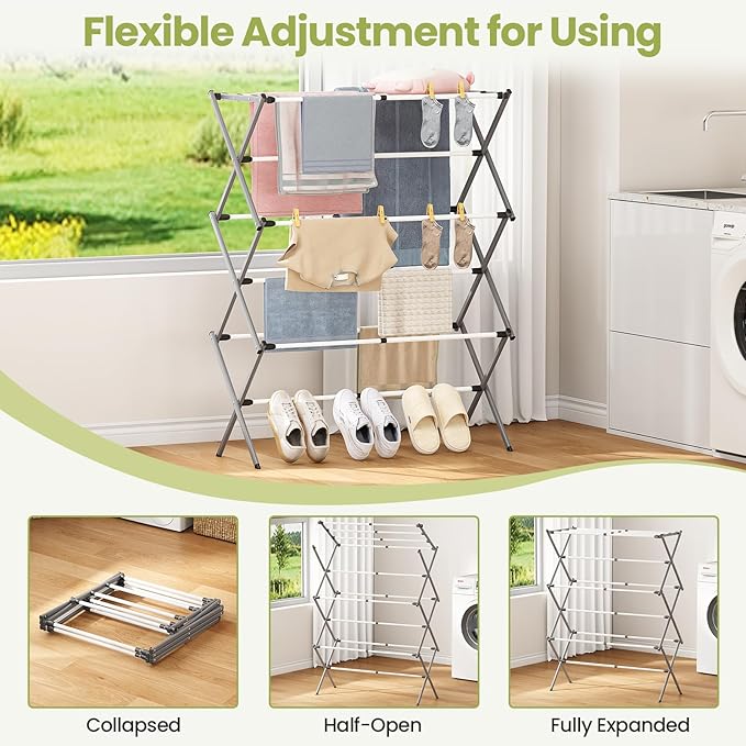 Oversized Clothes Drying Rack, 45.28" H × 14.57" D | Foldable & Extendable - Image 5