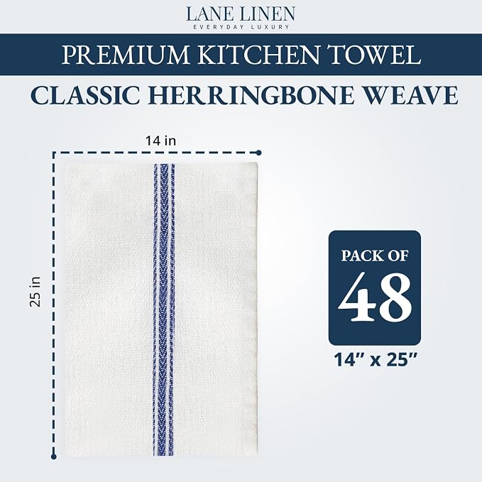 LANE LINEN Kitchen Towels Bulk 100% Cotton Commercial 48 Pack - Image 2