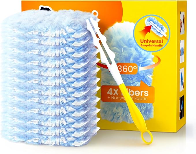 Heavy Duty Duster Refills for Swiffer Duster, 360° Multisurface, 4X Microfibers by REKOPI