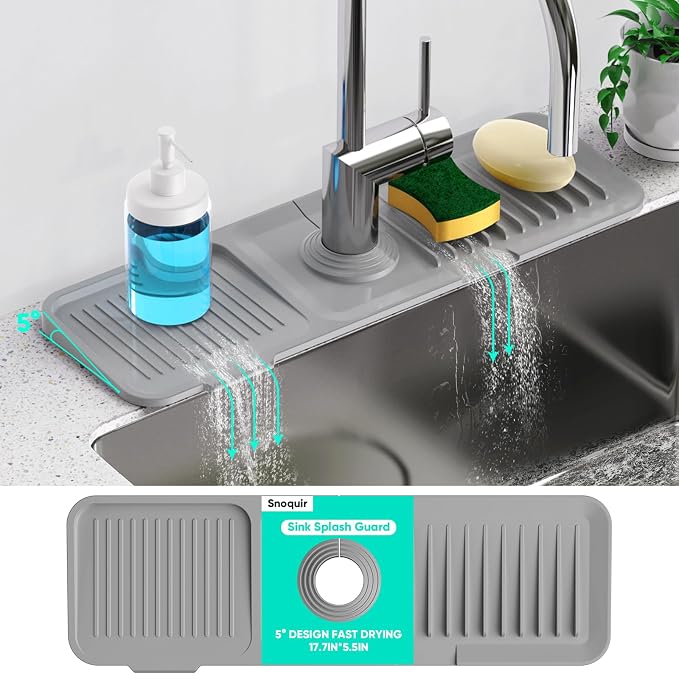 17.7'' Faucet Mat for Kitchen Sink Kitchen Sink Splash Guard Silicone Kitchen - Image 8