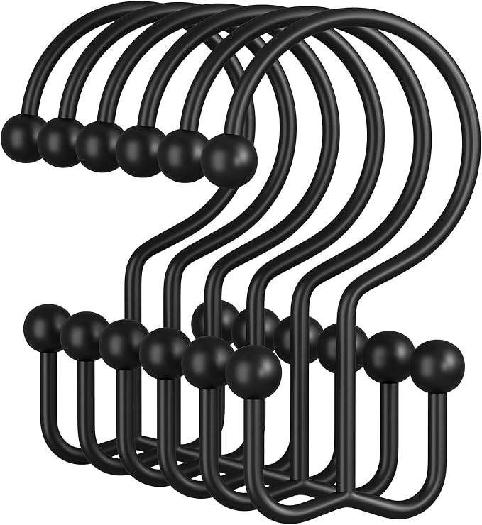 Amazer Black Shower Curtain Hooks, Rust-Resistant Metal Shower Hooks Shower by Amazer