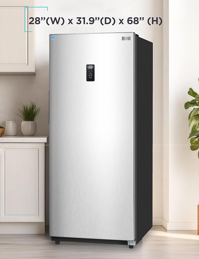 BLACK+DECKER 17 Cu. Ft. Convertible Freezer Refrigerator, Upright Freezer with Glass Shelves, ENERGY STAR rated, Frost Free, BUC1700XS, Stainless Look