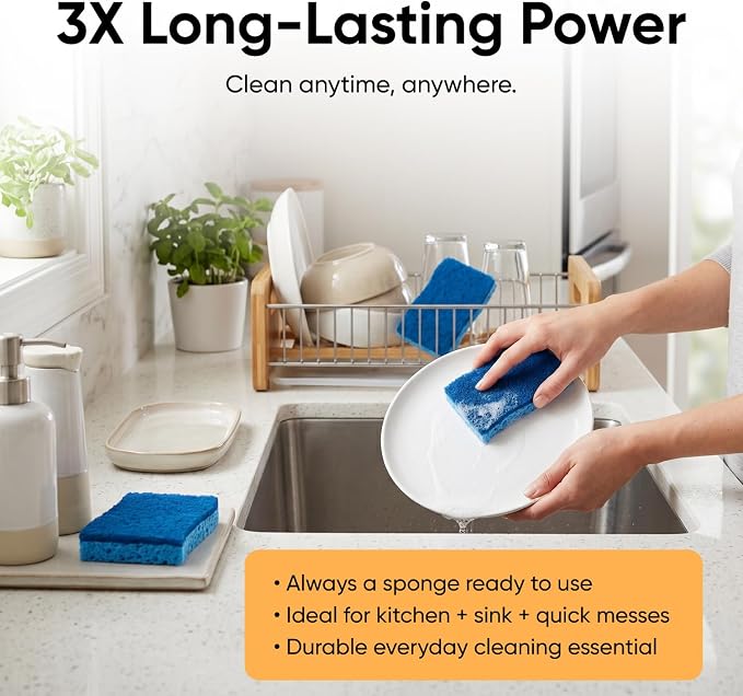 Kitchen Sponges for Washing Dishes, Non-Scratch Cellulose Dish Scrub Sponges - Image 5