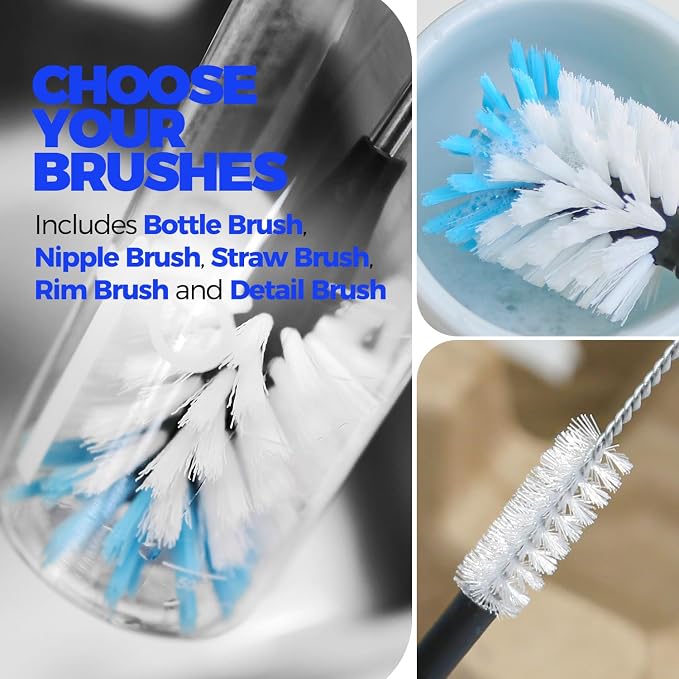 Holikme 4 Pack Bottle Brush 14" Stainless Steel Straw Cleaner Brush, 3 Straw - Image 3