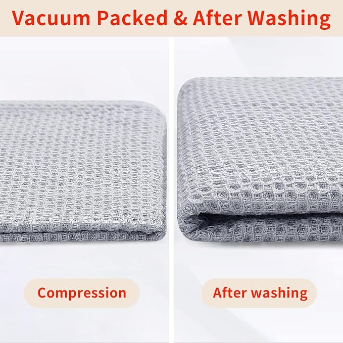 Homaxy 100% Cotton Waffle Weave Kitchen Dish Cloths 18-Pack, Light Gray | 12 x - Image 7
