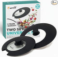 2-Pack Universal Silicone Lids for Pots and Pans - Replacement Pan Covers Fit 7-12 Inch Frying Pans and Pots, Black & Black