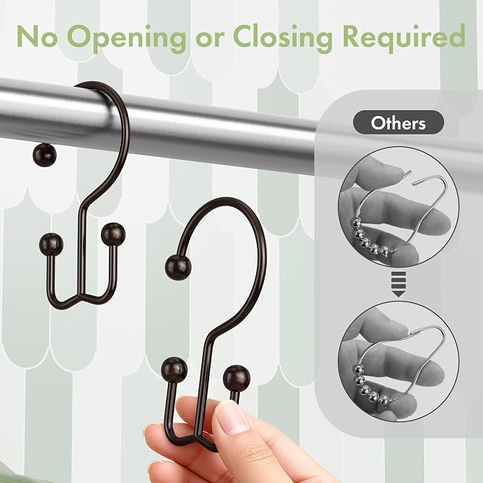 Amazer Bronze Shower Curtain Hooks, Rust-Resistant Metal Shower Hooks Shower - Image 5