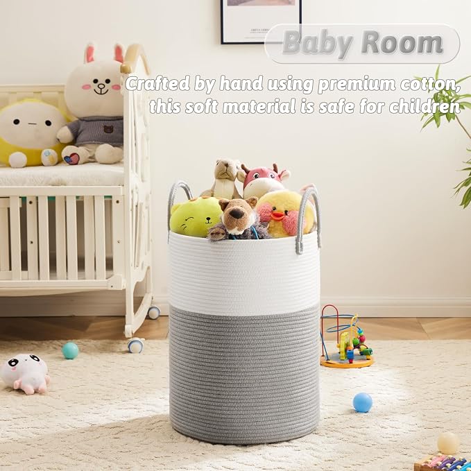 Artfeel Laundry Basket, Woven Cotton Rope Laundry Hamper, 80L - Image 3