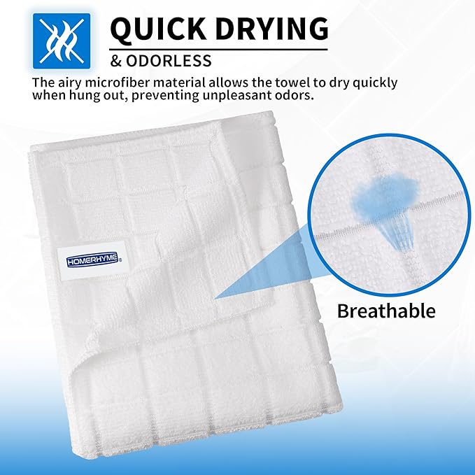 Hand Towels, 12 Pack 25''*15'' White Microfiber Kitchen Bathroom Hand Towels - Image 5