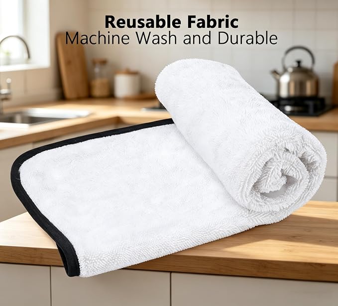 Shiny Cleaning Cloths White Dual-Sided, Drying Dish Towels, Streak Free - Image 7
