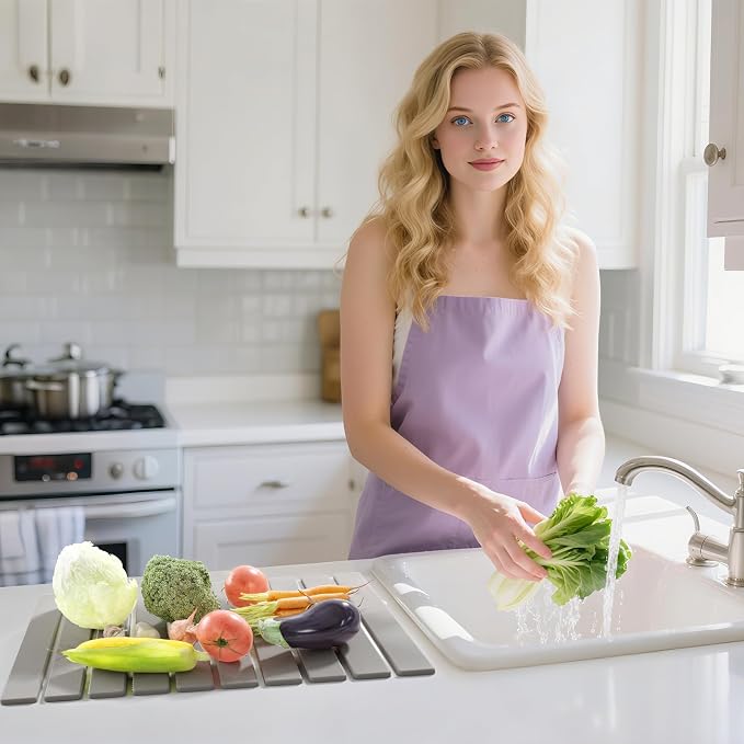 Foldable Stone Dish Drying Mat, 23.6"x15.3" Quick Dry Kitchen Board | Made of - Image 2
