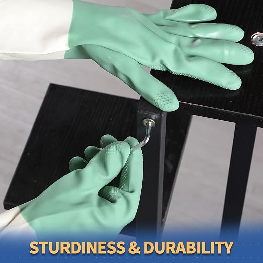 BOOMJOY Latex Cleaning Gloves, Heavy Duty Dishwashing Gloves, Reusable Medium - Image 6