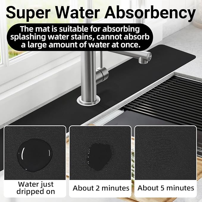 LOPNUR Cuttable Faucet Mat for Kitchen Sink, Extra Long 29 Inch, 0.8-2.4 Inch - Image 3