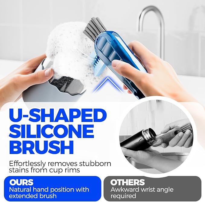 Holikme 6 Pack 4 in 1 Cup Lid Cleaning Brush 3 Straws Bottle Brush, Silicone - Image 2
