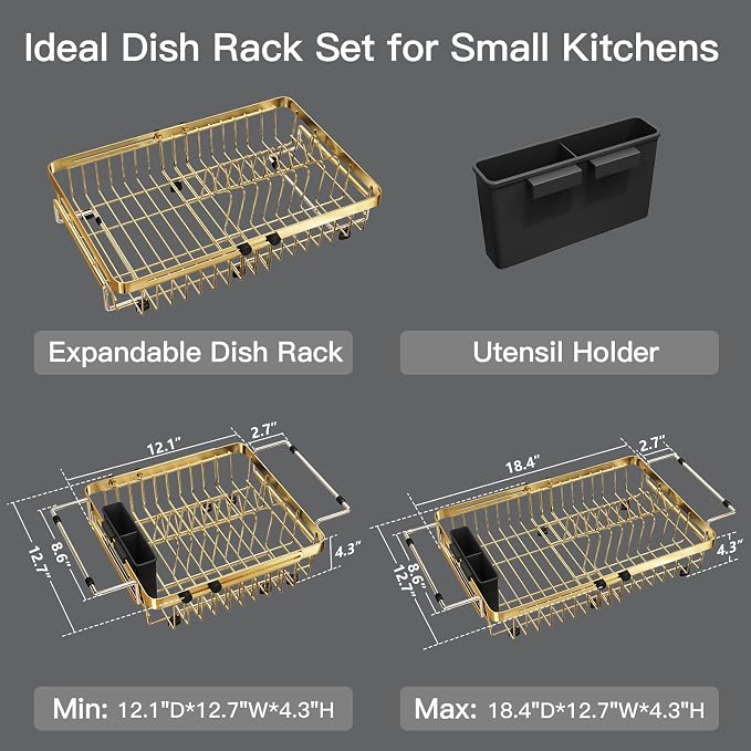 Gold Dish Drying Rack Over The Sink - Image 9