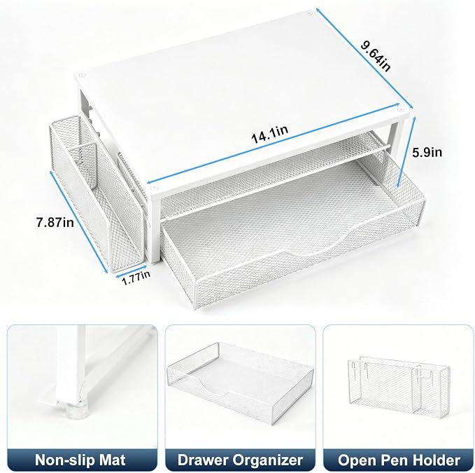 Spacrea Monitor Stand with Drawer and Pen Holder | Monitor Riser Desk - Image 5