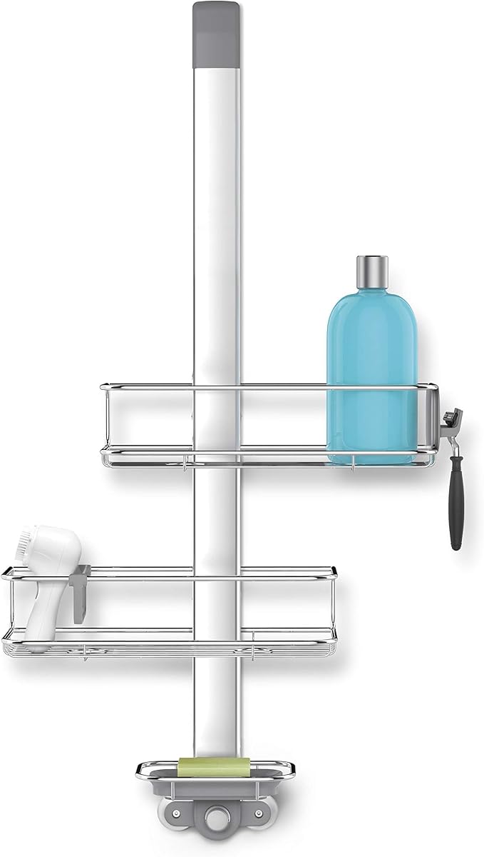 simplehuman Over Door Shower Caddy, No-Drill Auto-Tightening Hanger - Image 3
