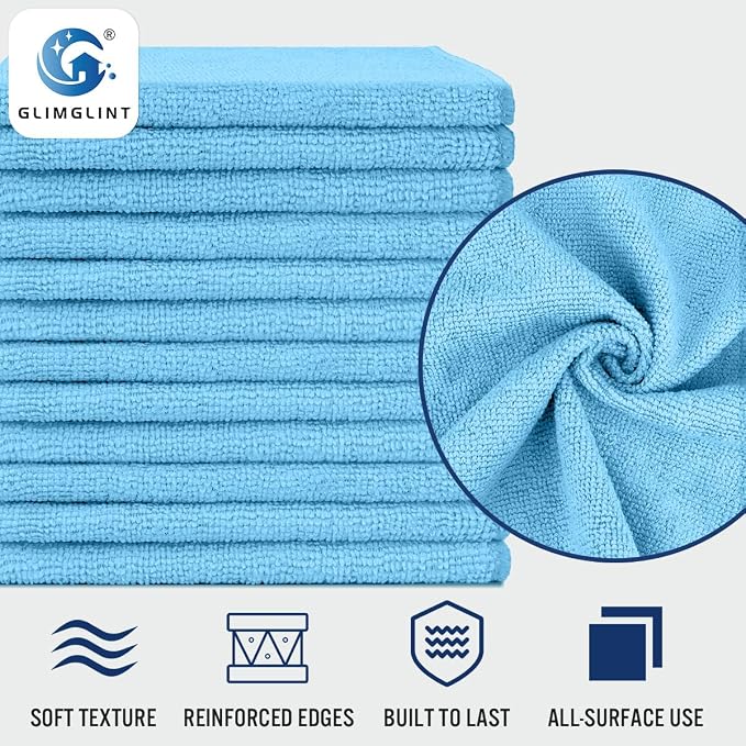 GLIMGLINT Microfiber Cleaning Cloth, 12 Pack Towels - Image 3