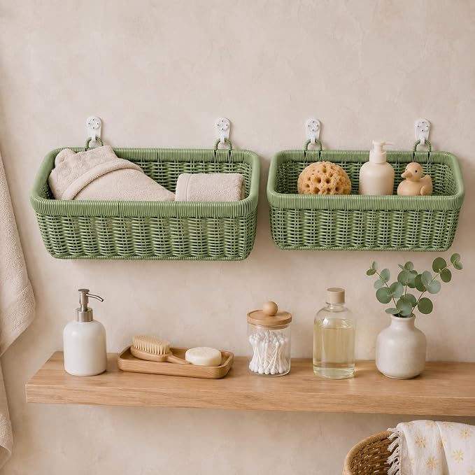 AceList Wall Hanging Basket, Boho Style Hand-Woven Hanging Storage Baskets - Image 5