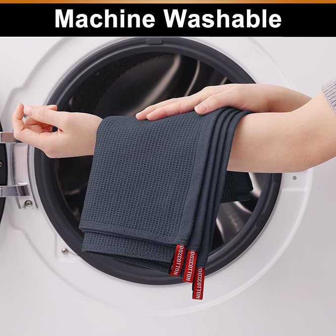 Homaxy 100% Cotton Waffle Weave Dish Cloths, 24 Pack, Dark Grey - Image 8