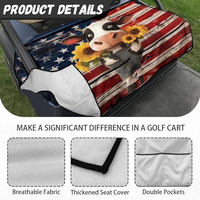 Golf Cart Seat Cover Cushion Featuring Sweat Absorbing Microfiber and Waterproof Layer, Designed for Daily Outdoor Use on Golf and Utility Carts