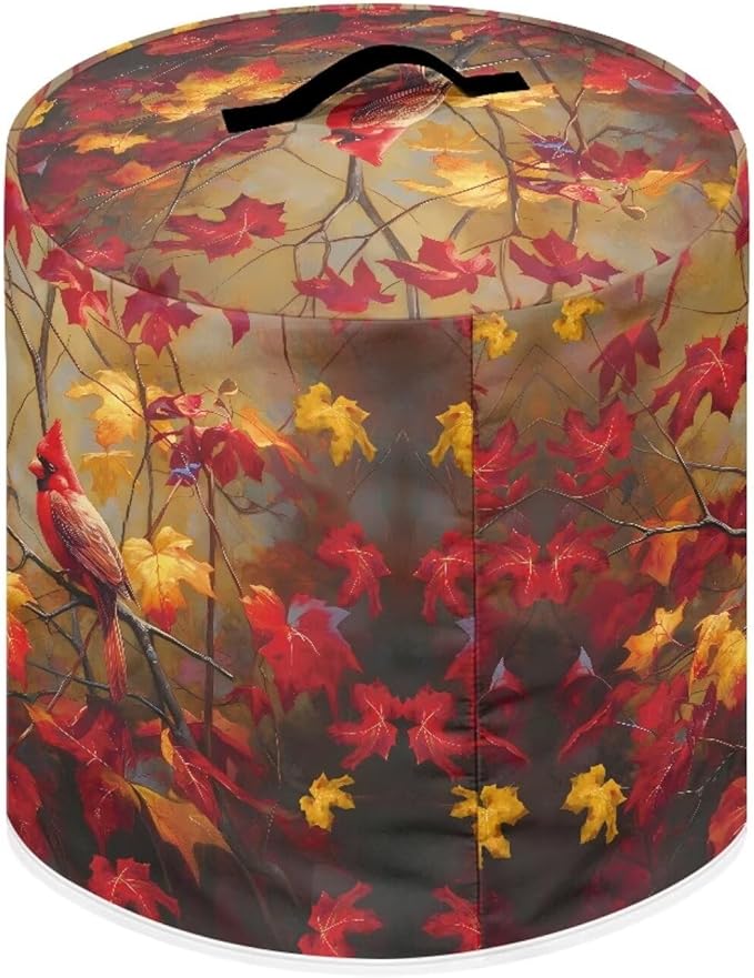 Xoenoiee Cardinal Bird Kitchen Appliance Dust Cover with Pockets, Maple Leaf Print Electric Pressure Cooker Cover Compatible with Crock Pot, Rice Cooker Covers Fall Decor, for 8 Qt Pot