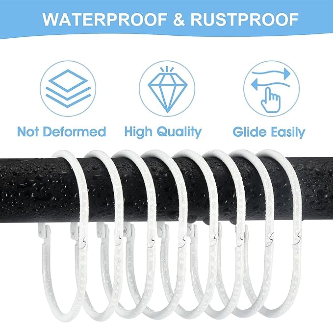 Shower Curtain Rings, Oval Snap Shower Rings - Image 3