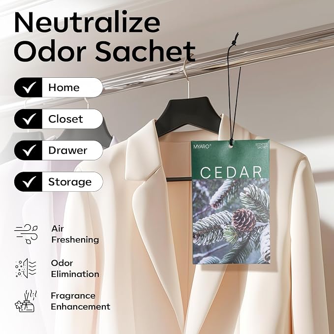 MYARO 20Pcs Cedar Scented Sachets, Closet Deodorizer Car Air Freshener - Image 2