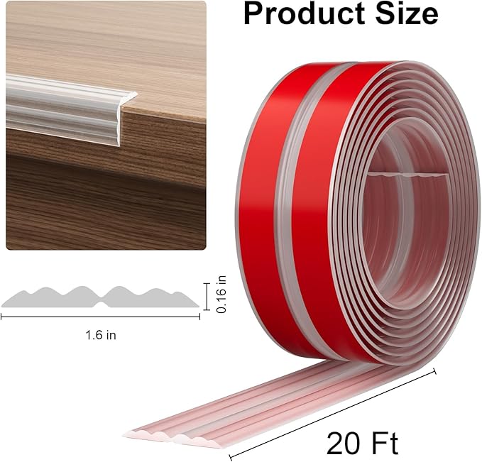 Wall Corner Protector & Edge Guard，Peel and Stick Wall Trim Moulding Inside & Outside Corner Molding Trim Caulk Strip, Self Adhesive Trim for Wall Edge,Ceiling,Countertop, 1.6” W x20’ L，Clear