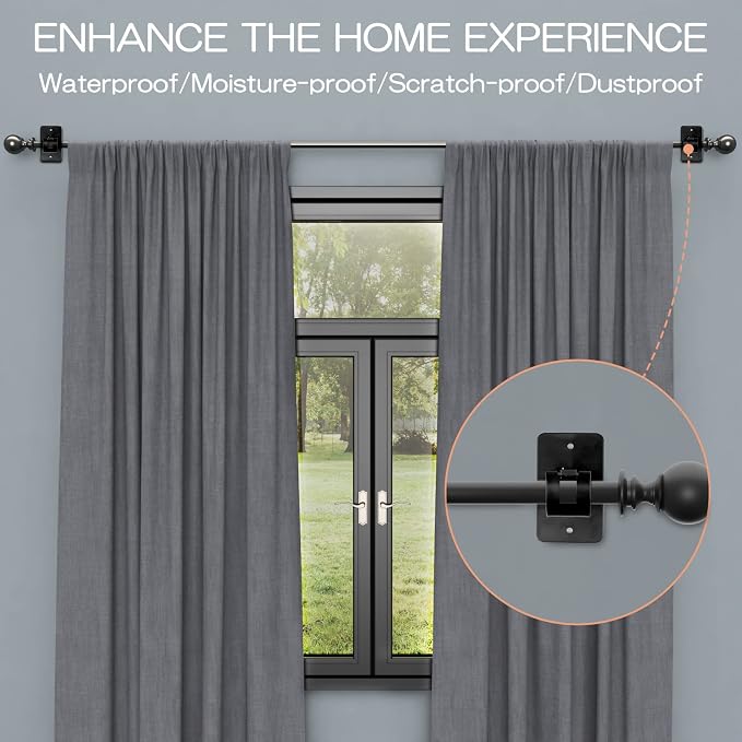 CIEMGNZOC 4 PCS Curtain Rod Bracket Holder, Universal Self Adhesive Wall Mount - Image 7