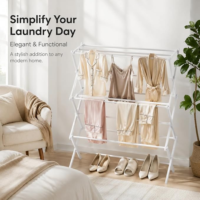 Drying Racks 3 Tier Expandable Clothes Airer Collapsible Clothes Drying Rack - Image 7
