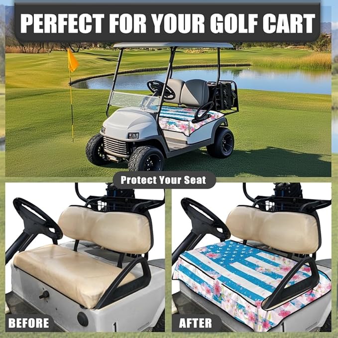 Golf Cart Seat Cover Cushion Designed for Golf Courses and Communities, Featuring Waterproof and Non-Slip Design