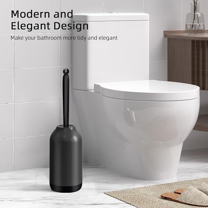 HAMITOR Toilet Bowl Brush Holder Set: Bathroom Deep Cleaning Scrubber | Under - Image 6