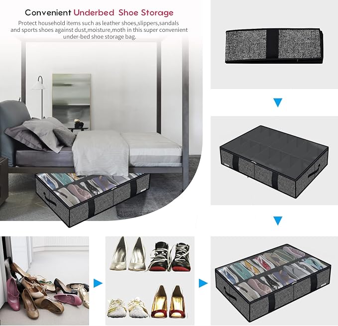 Onlyeasy 2 Pack Under Bed Shoe Storage Organizers - Image 6