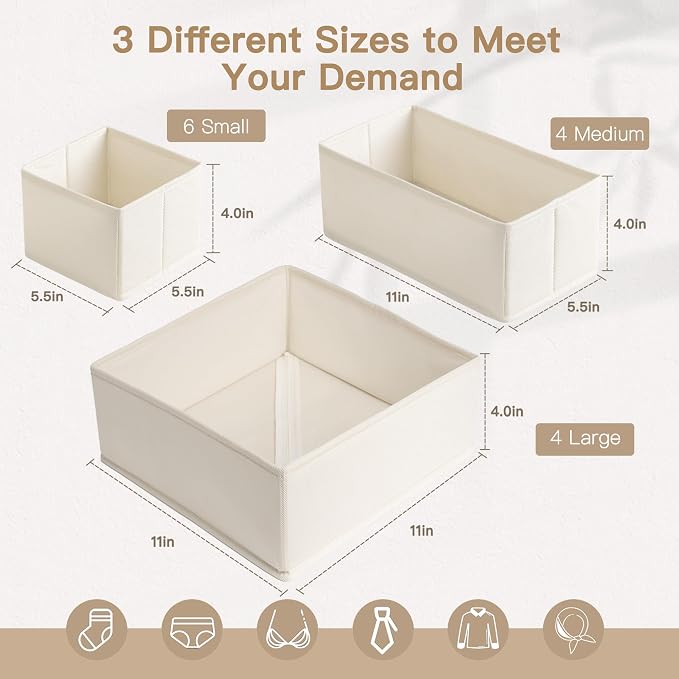Drawer Organizer Clothes, 14 Pack Dresser Organizer - Image 3