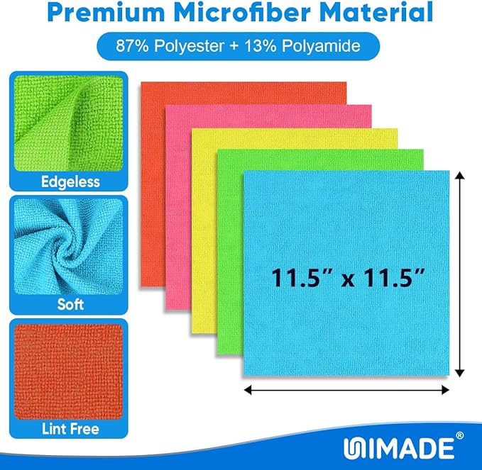 UNIMADE Microfiber Cleaning Cloth, 50PK Reusable Microfiber Cleaning Cloth - Image 2