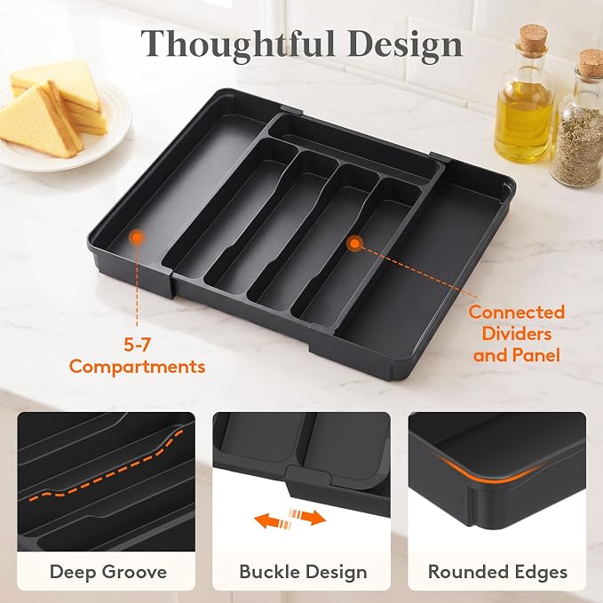Lifewit Silverware Organizer for Drawer, Expandable Utensil Tray | BPA-free - Image 9