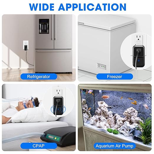 Power Loss Alarm with LED Indicator, 80-110dB Adjustable Freezer Alarm with 7 Sirens, Perfect for GFI/GFCI Trips, Refrigerator (1 Pack)