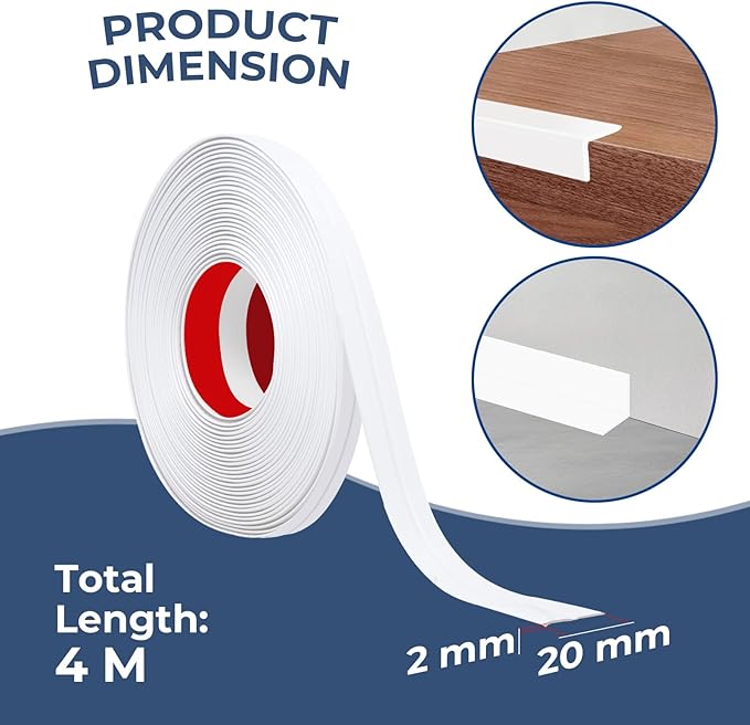 Storystore Wall Corner Protector Moulding Trim 0.8 inch x 10 Ft,Peel and Stick Corner Moulding Trim, Self Adhesive Corner Guards Edge Protector for Wall Edge Corner, Countertop,White