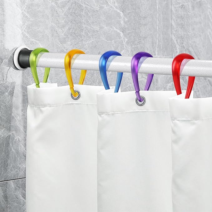 Top-spring 6 Colors Shower Curtain Hooks 12Pcs Drop Shaped Hooks - Image 5