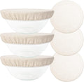 3 Pack 20CM 100% Reusable Organic Bowl Cover,Food Storage Container Covers,100% Natural Organic Linen,Unbleached,for covering fruit and vegetable salad bowls and plates