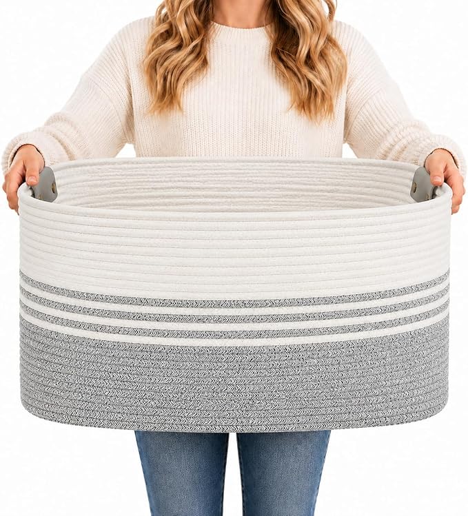 Laundry Hamper with Handles, 72L Rope Laundry Basket by AINUOQI