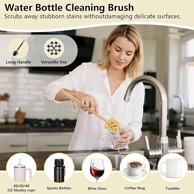 BOMUMVITA 5 Pack Bamboo Dish Brush Set - Image 3