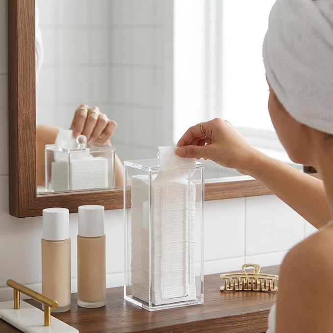 Acrylic Clean Pad Storage Box for Clean Skin Club, Cotton Pad Dispenser - Image 4