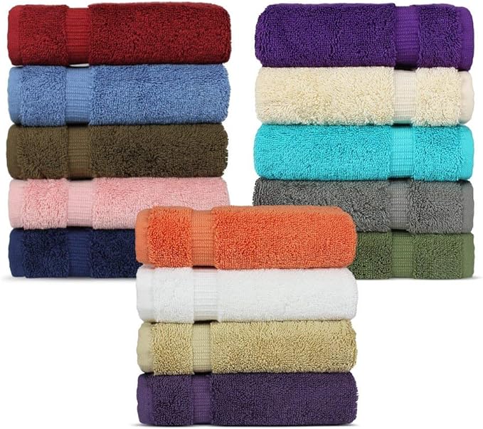 Chakir Turkish Linens 100% Cotton 12-Pack Washcloths 13x13, Oeko-Tex Certified by ChakirTurkishLinens